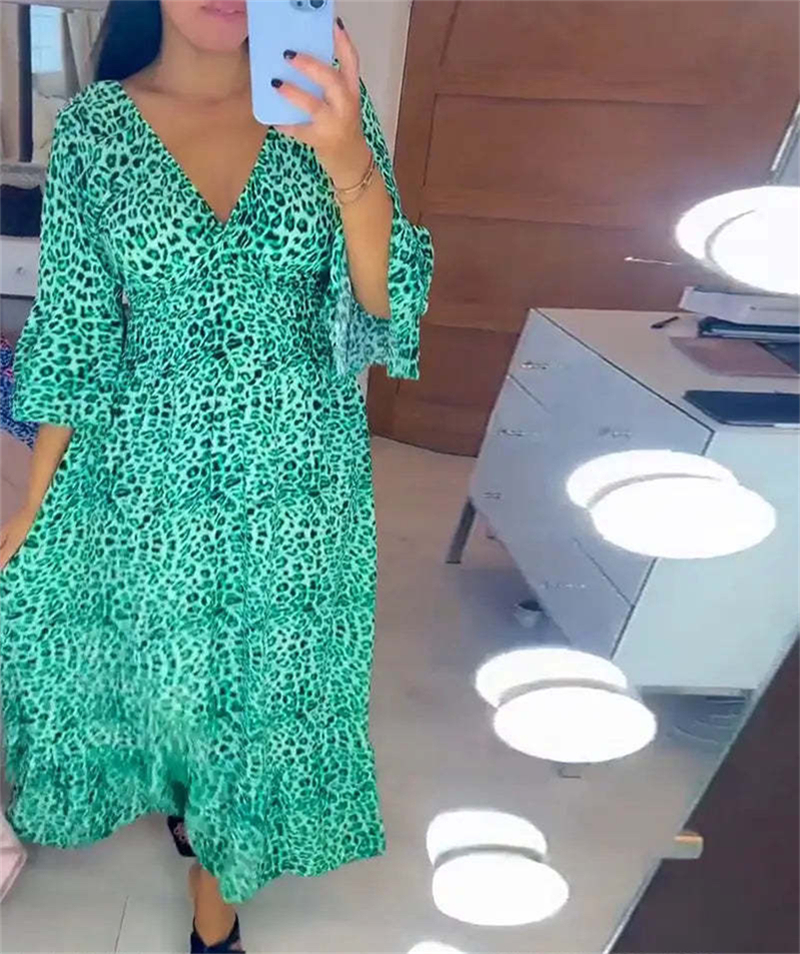 🔥LAST DAY SALE 49% OFF🔥Women's Cotton Wrap Dress with leopard pattern