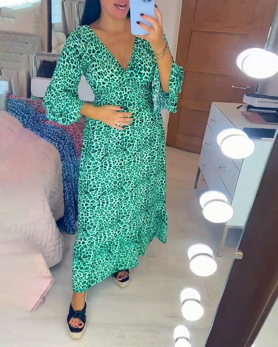 🔥LAST DAY SALE 49% OFF🔥Women's Cotton Wrap Dress with leopard pattern