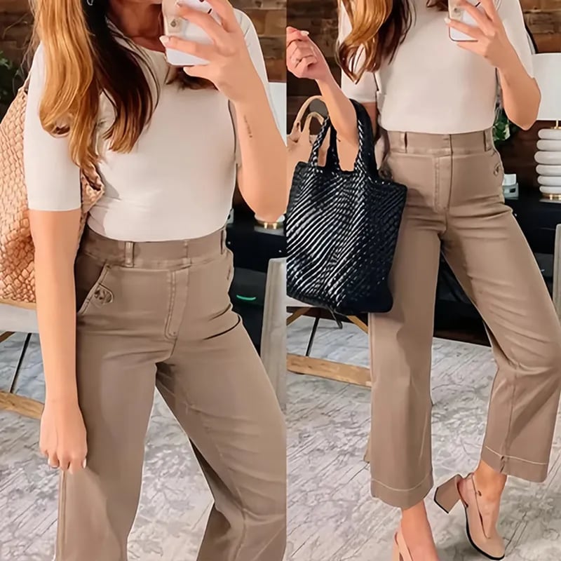 🔥2025 HOT SALE🔥Stretch Twill Cropped Wide Leg Pants