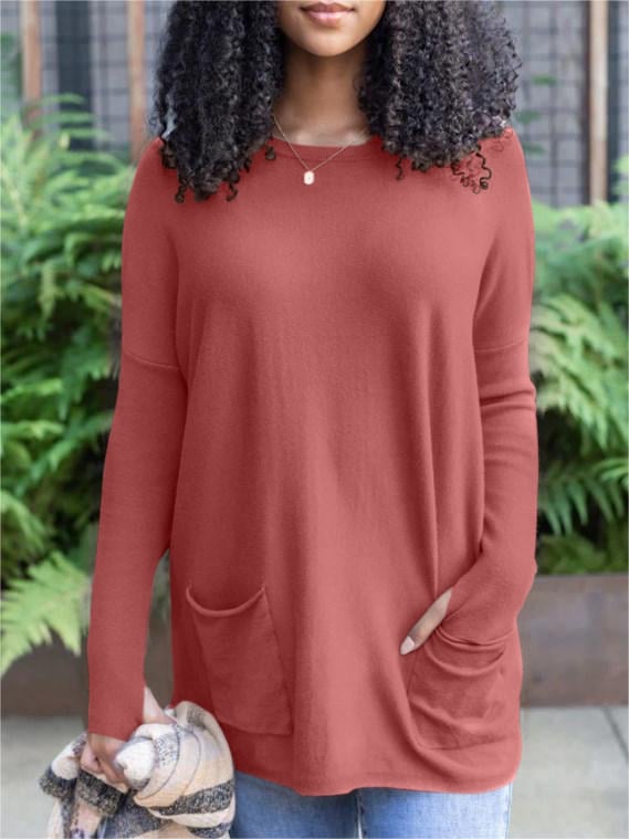 💥HOT SALE 49% OFF💥LONG SLEEVE THUMBHOLE SWEATER POCKET TUNIC💥