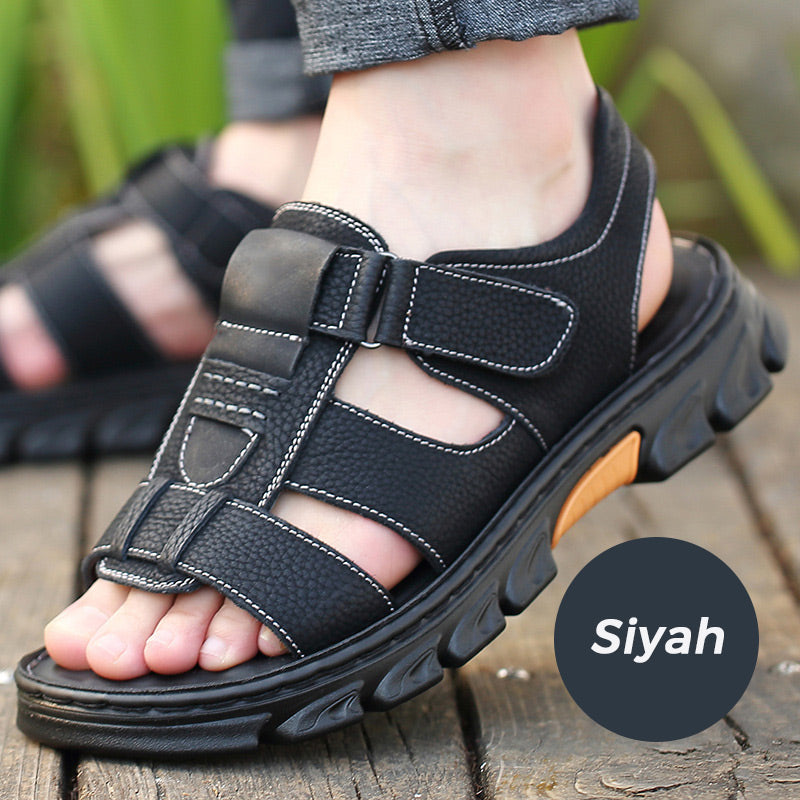 Breathable summer leather sandals for men