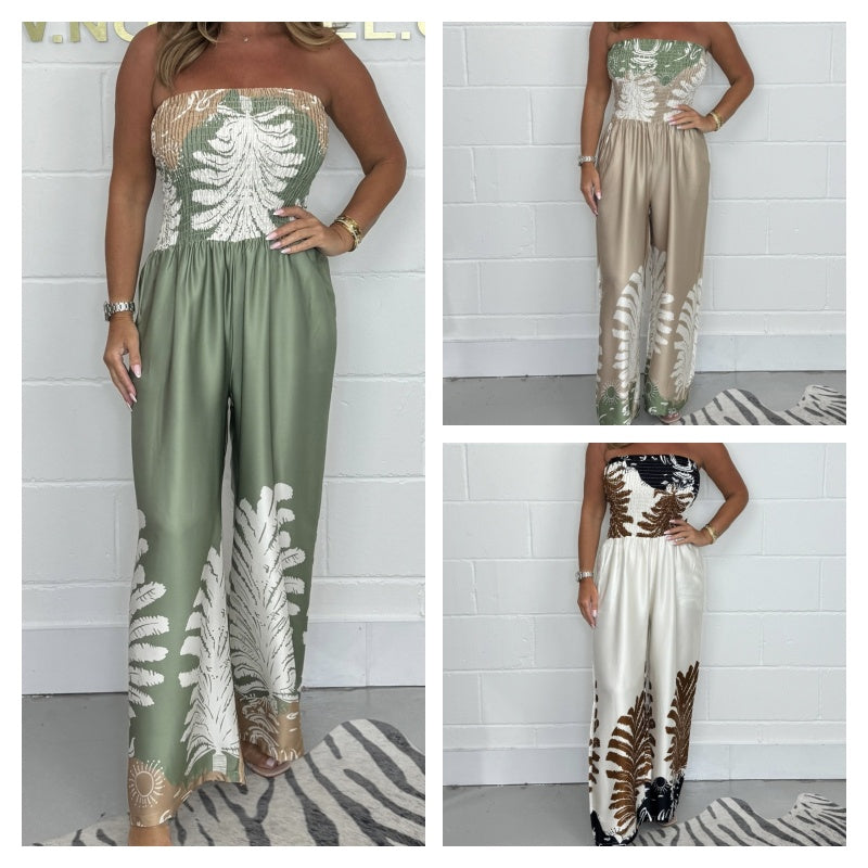 🔥 Summer Special 50% off 🌊💕Women’s Sexy Summer Print Loose Fit Strapless Jumpsuit