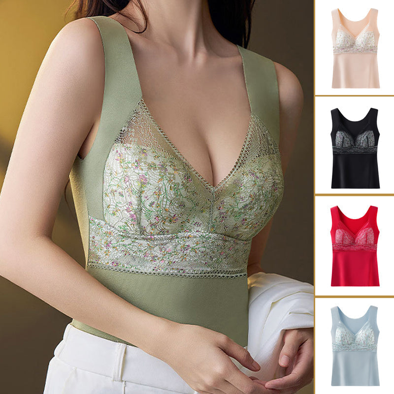 2-in-1 Built-in Bra Lace Thermal Underwear