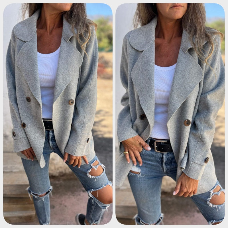 🍂End-of-Fall Specials🍂Women's Faux Tweed Casual Lapel Long Sleeve Coat