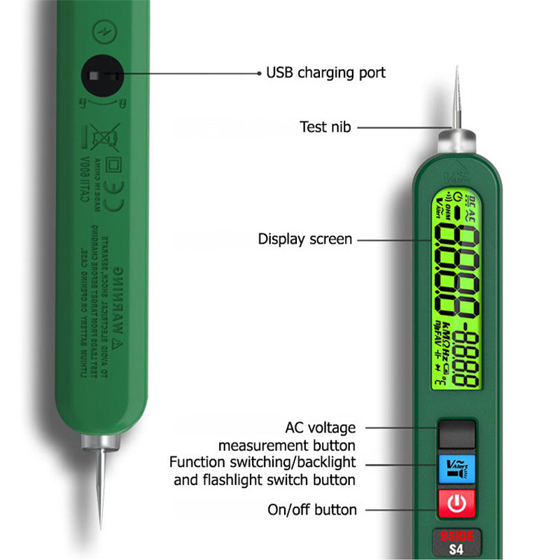 Non-Contact Voltage Tester Pen with LCD Display