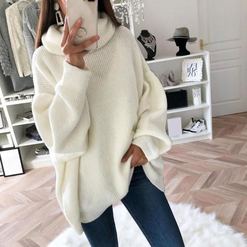 🔥Limited Time 50% OFF🔥Women’s Oversized Turtleneck Solid Color Knit Sweater