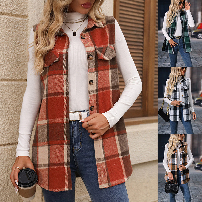 🌸Fashion new products 50% OFF🌸Women’s Button-Down Plaid Vest