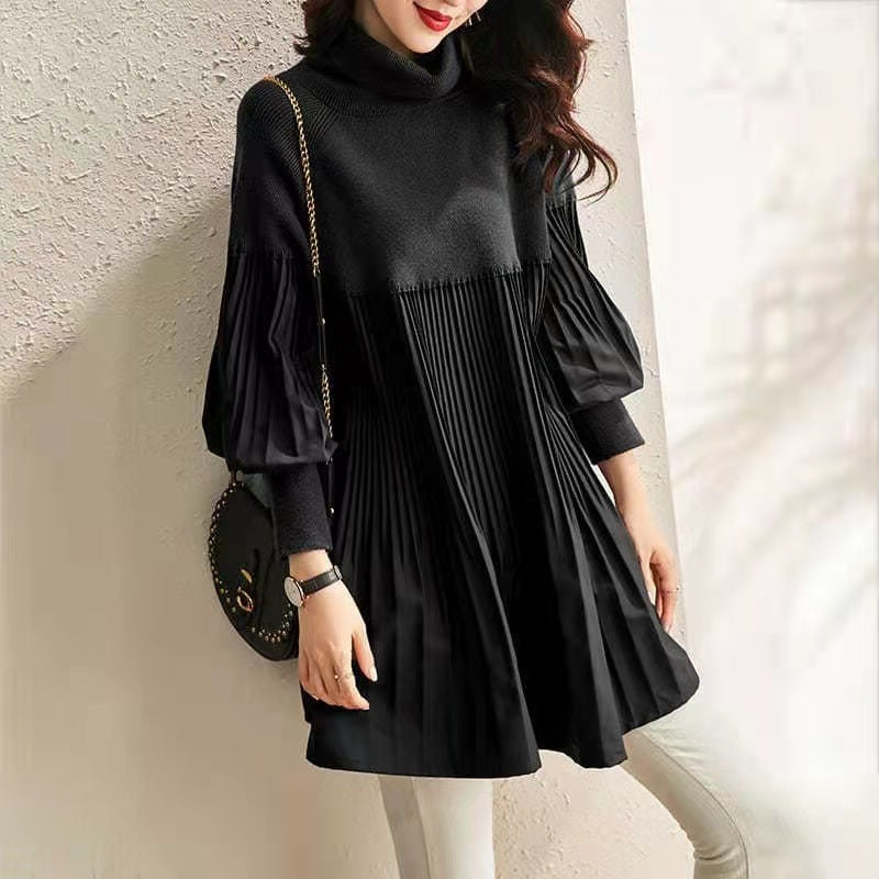 🎀Limited time 45% OFF🎀Plus Size Solid Color Lantern Sleeve Knit Dress