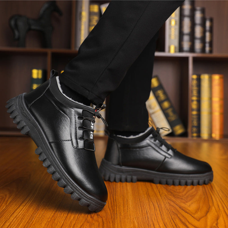 Men's Winter Insulated Leather-Style Shoes with Plush Lining