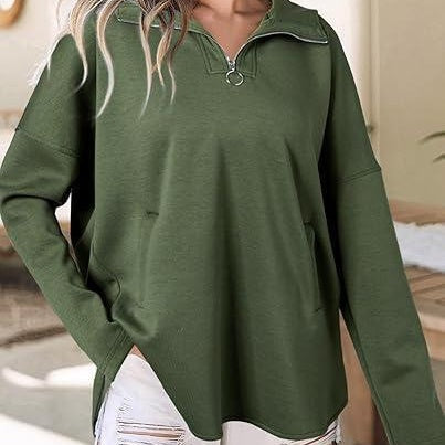 Women's Half Zip Long Sleeve Hooded Sweatshirt