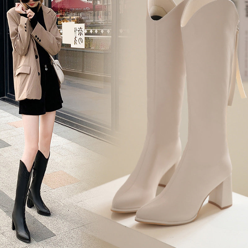 Women's Elegant Chunky Heel Pointed Toe Boots