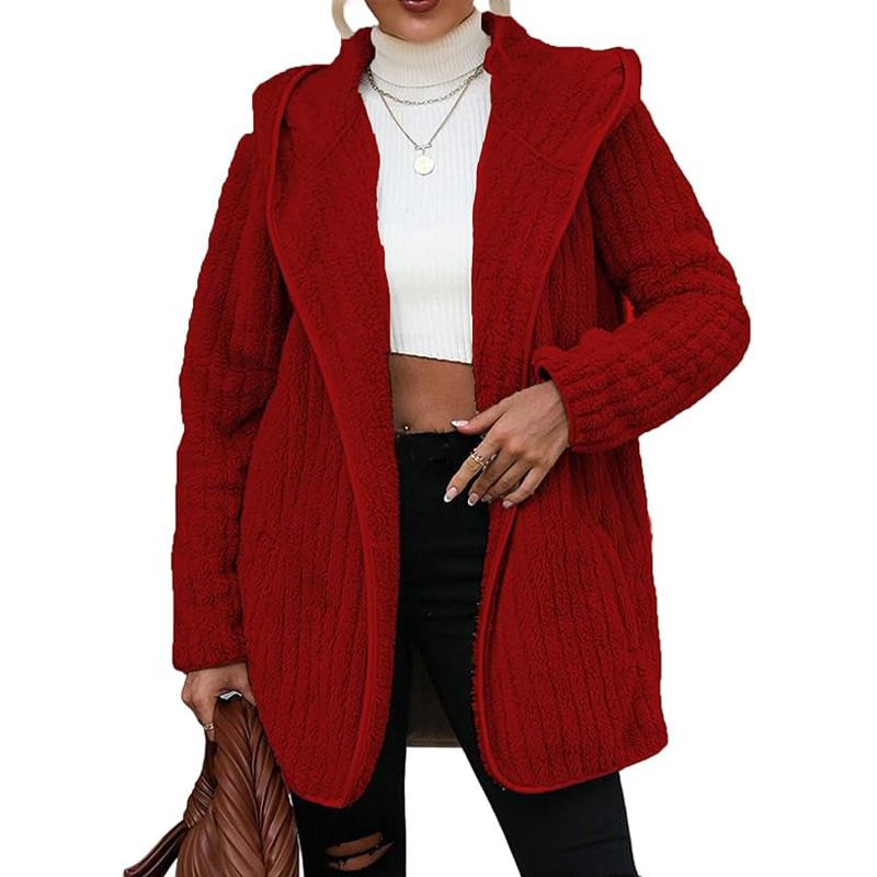 Women’s Double-sided Plush Hooded Cardigan