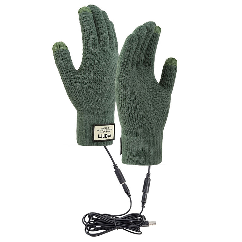 USB Rechargeable Electric Heated Knitted Gloves