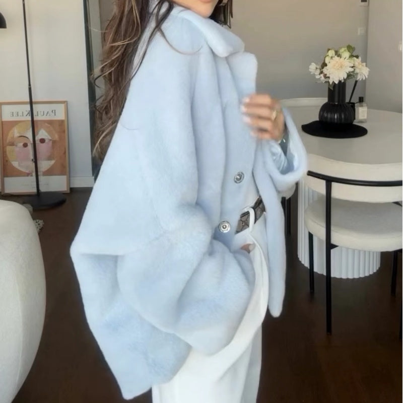 ☃️Warm Winter Series-𝑵𝒐.1 💖Women's Loose Plush Lapel Winter Coat