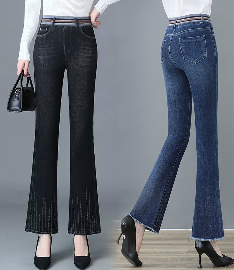 High Waist Elastic Fleece Flared Pants