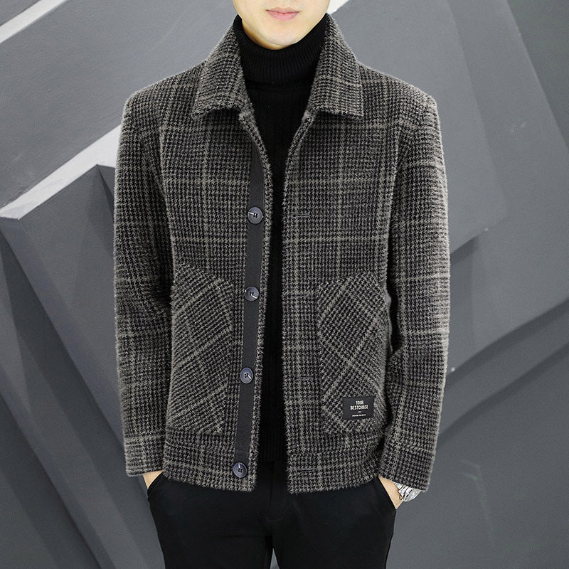 ✨New Arrival✨Men's Fashion Plaid Warm Lapel Jacket（50% OFF）