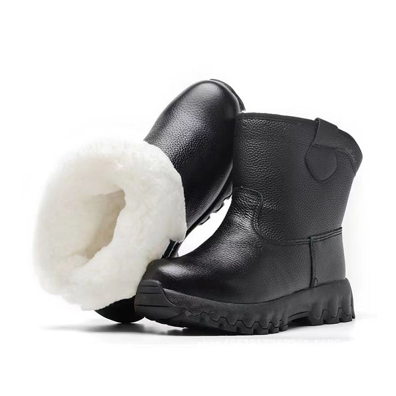 🎅Christmas Pre-sale🎁Plush Lining Warm Leather Snow Boots