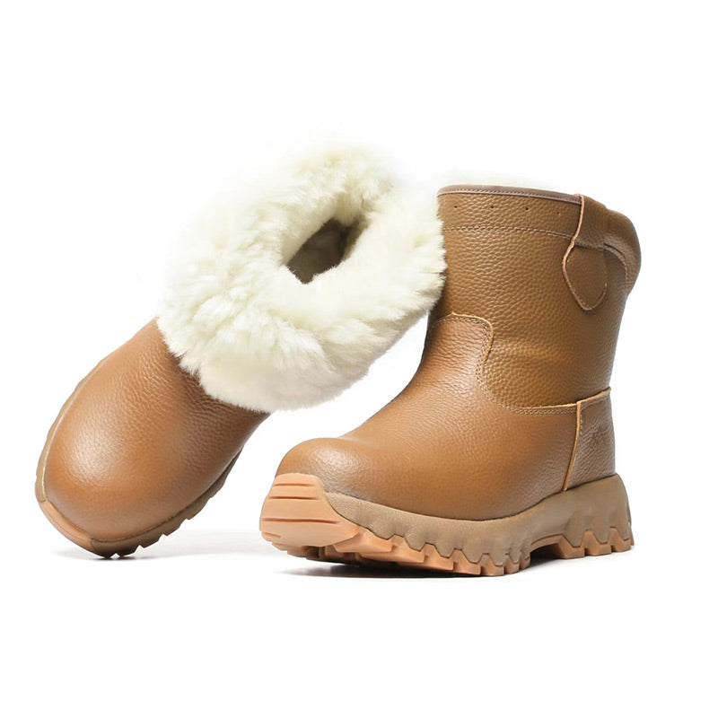 🎅Christmas Pre-sale🎁Plush Lining Warm Leather Snow Boots