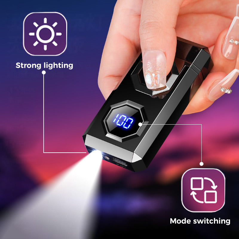 USB Charging Digital Windproof Lighters with LED Lighting Function