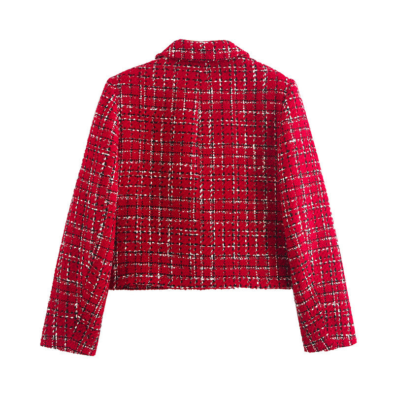 🎅Xmas Sales - 50% OFF🎄Warm Plaid Blazer and High-Waisted Skort 2 PCS Set