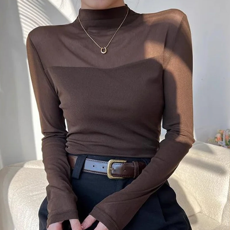 Women’s Mock-Neck Mesh Top