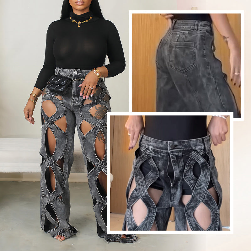 💖 Women's Hollow Out High-Waisted Denim Pants👖