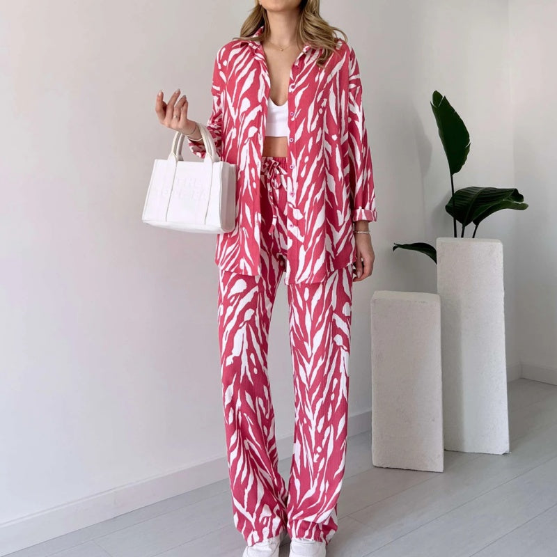 🌸Spring Specials🌸 Chic Women's Zebra Print Shirt & Pants Set