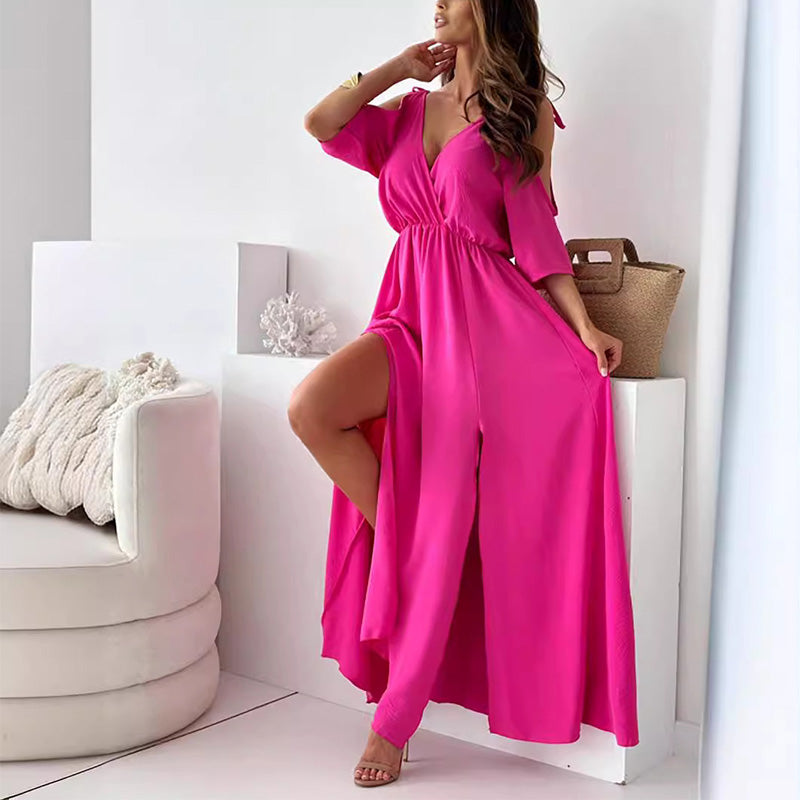 💖Limited Sale 49% OFF💖Women’s Elegant Sexy V Neck Side Slit Dress