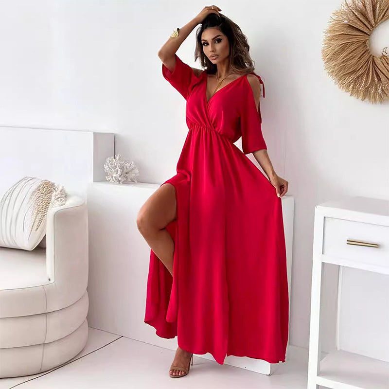 💖Limited Sale 49% OFF💖Women’s Elegant Sexy V Neck Side Slit Dress