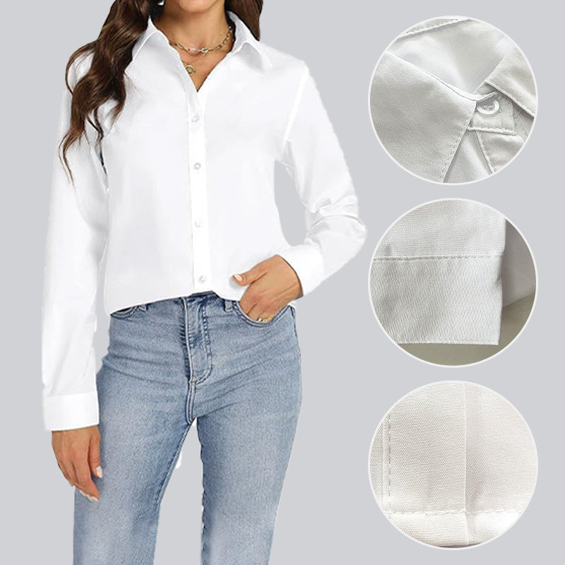 Loose Mid-Length Lapel Casual Long-Sleeved Shirt