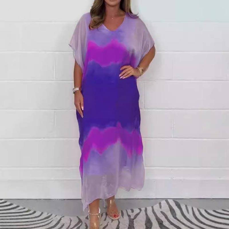 ✨Women Comfortable Casual Chiffon Dip Dye Dress