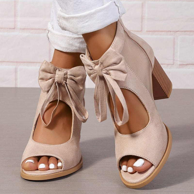 Women’s Bow Open-Toe Chunky Heel Sandals