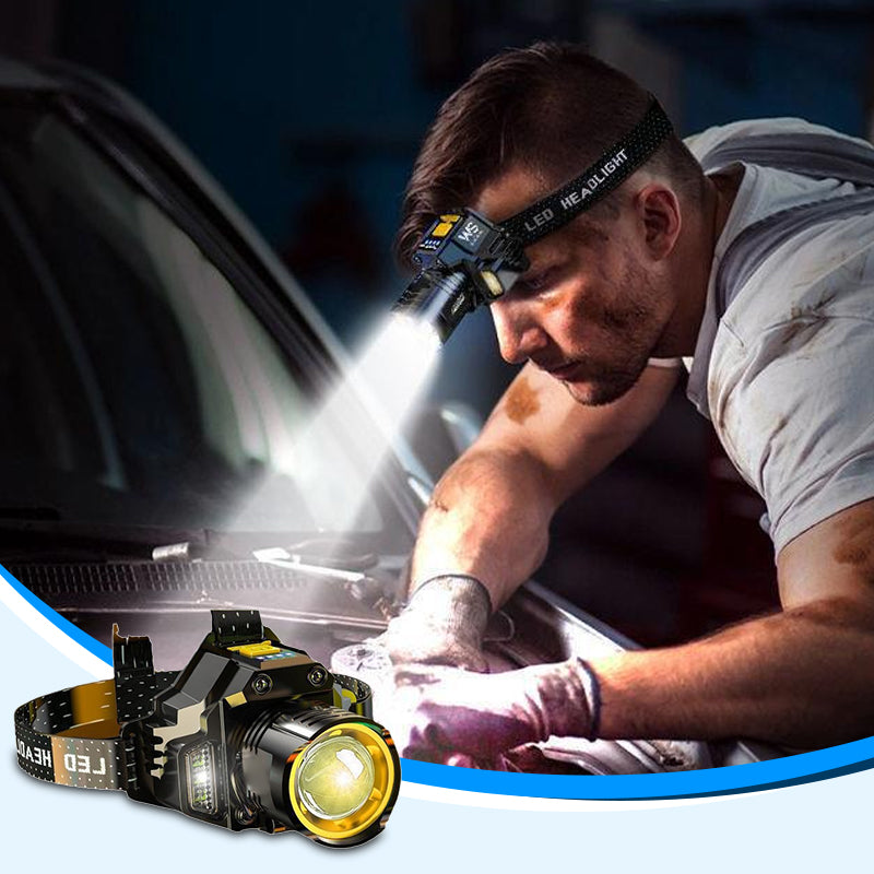 Outdoor Waterproof Rechargeable Headlamp with Headband