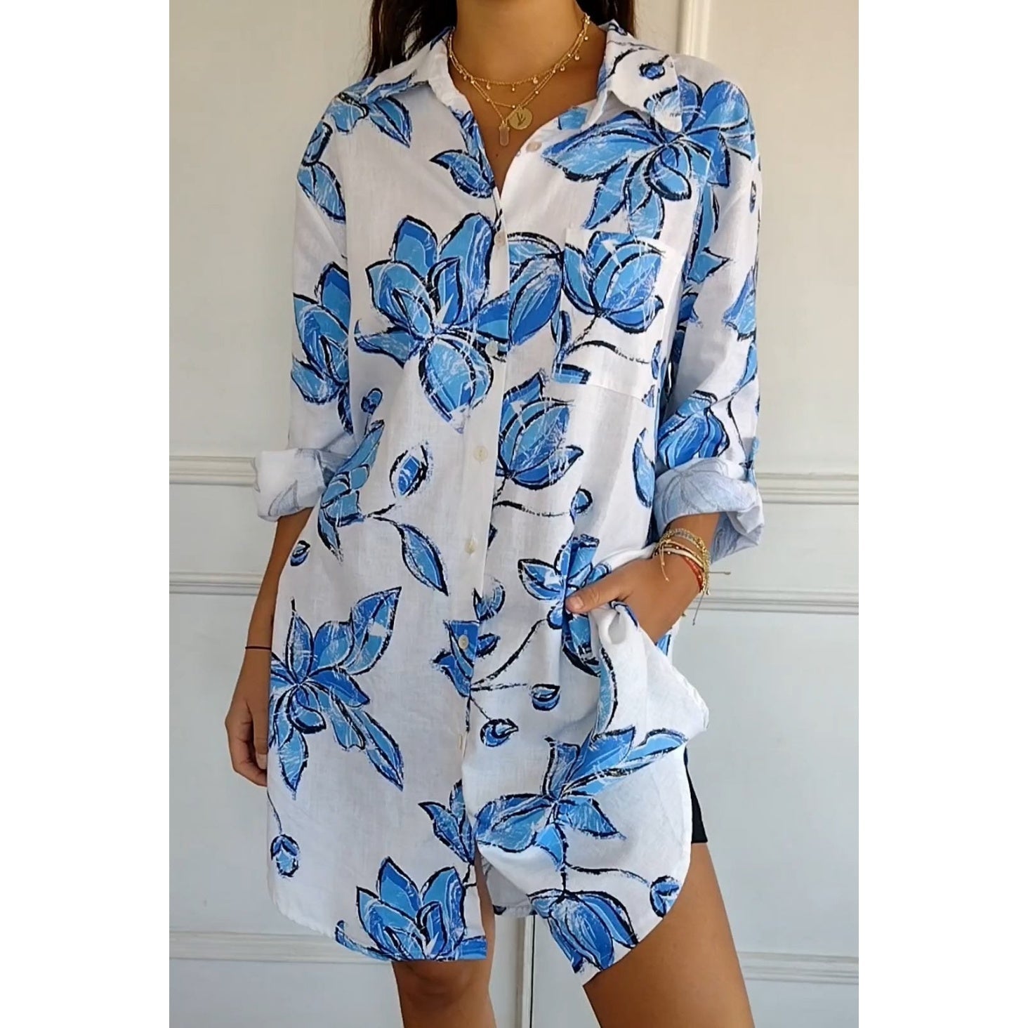 Women's Summer Printed Shirt Dress