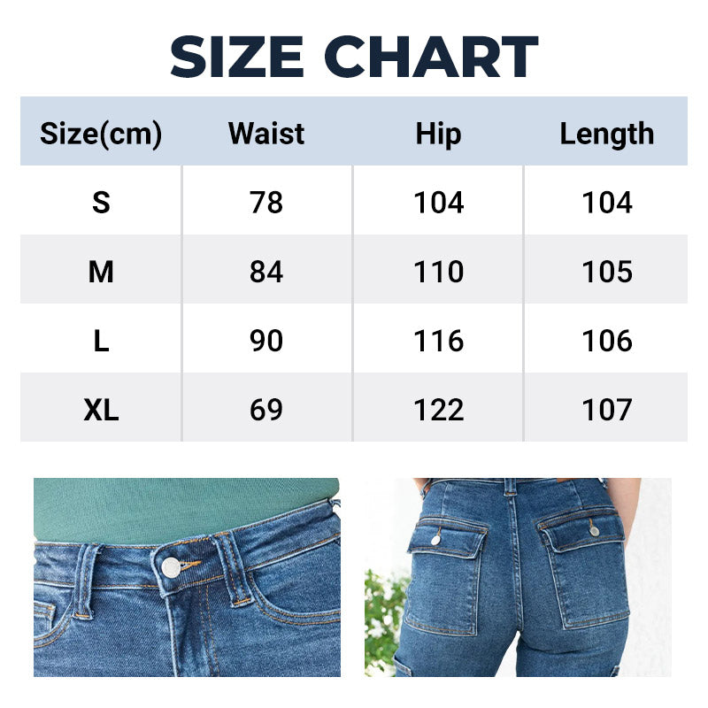 🔥50% Off🔥High Rise Cargo Wide-Leg Stretch Jeans for Women