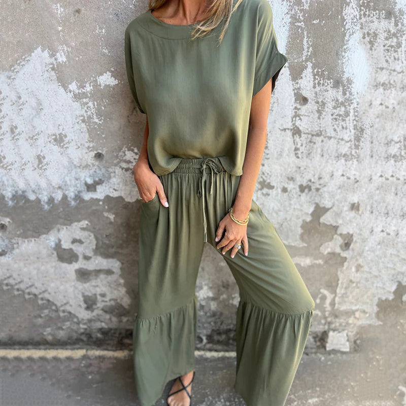 💖Limited Sale 50% OFF💖Women's Solid Color Casual Two-Piece Set