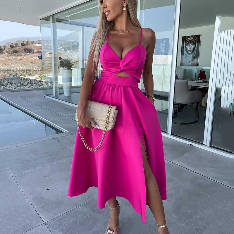 Women’s Spaghetti Straps High Slit Dress