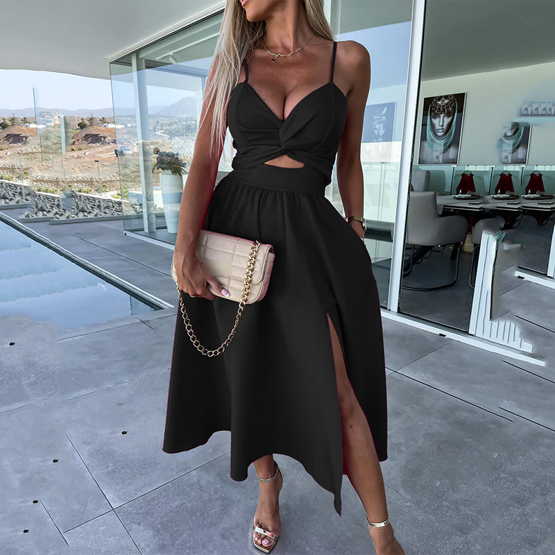 Women’s Spaghetti Straps High Slit Dress