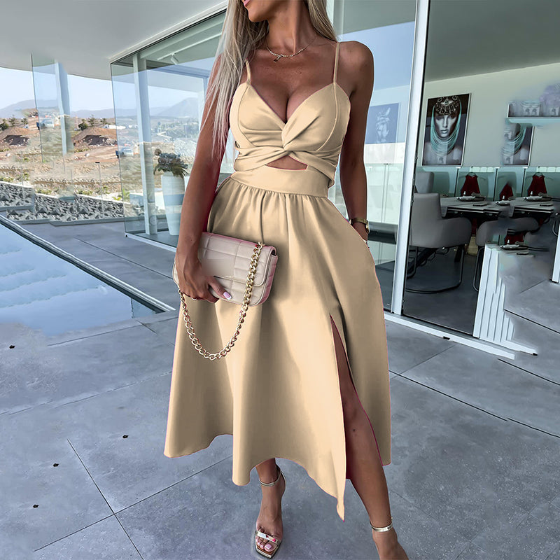 Women’s Spaghetti Straps High Slit Dress